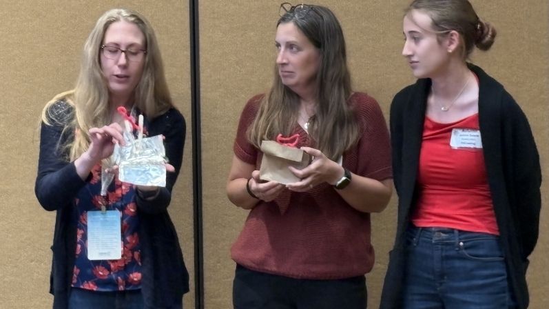 Educators displaying their entrepreneurship prototypes at VentureLab Workshop at NMOST Spring Into Summer Conference