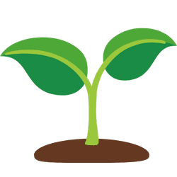 Illustration of a small green seedling with two leaves growing from brown soil, symbolizing the growth fostered through youth entrepreneurship education.
