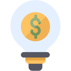 A lightbulb icon with a dollar sign inside, symbolizing innovative cost-saving solutions, embodies the spirit of youth entrepreneurship education and fostering creative financial ideas.