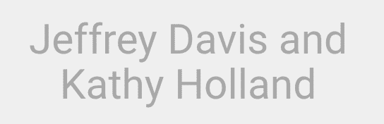 Text reading "Jeffrey Davis and Kathy Holland" in grey font, highlighting their commitment to teaching entrepreneurship.