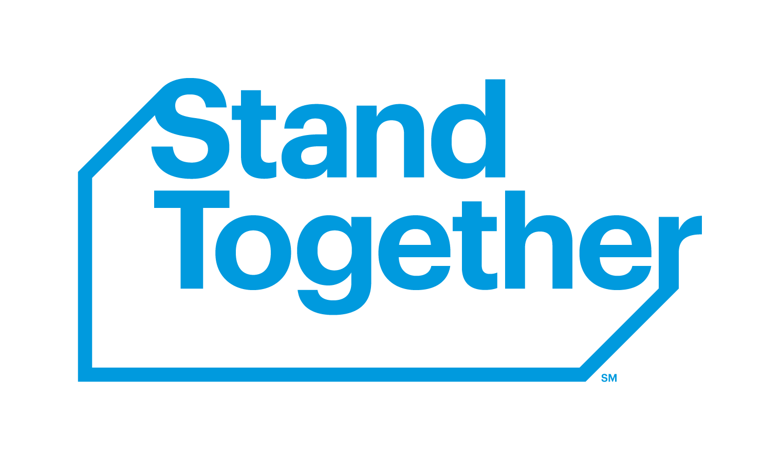 Blue text reads "Stand Together" enclosed within an angular frame on a white background, reflecting the ethos of entrepreneur education.