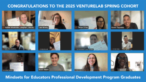 Image of 12 people in zoom boxes with graphic "Congratulations"