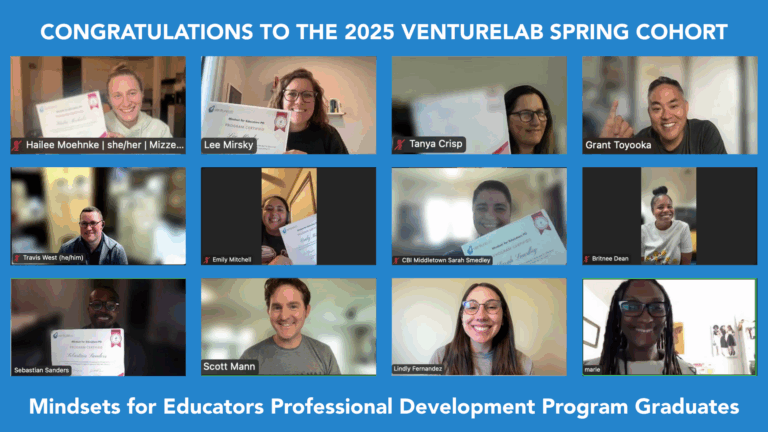 Image of 12 people in zoom boxes with graphic "Congratulations"