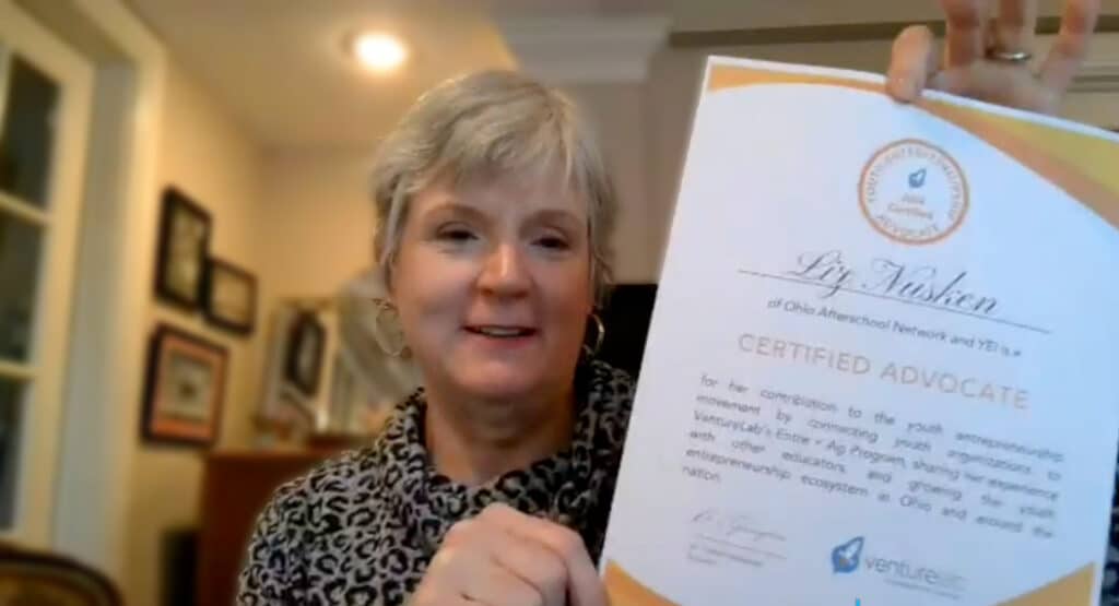 LIz Nusken with Certificate