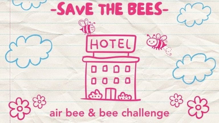 air bee and bee design challenge. doodle of hotel and a bee