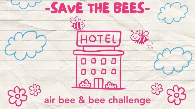air bee and bee design challenge. doodle of hotel and a bee